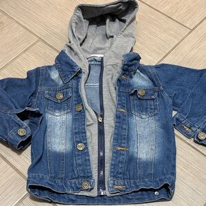 Kids Denim and Gray Hooded Jacket (pseudo grey insert)